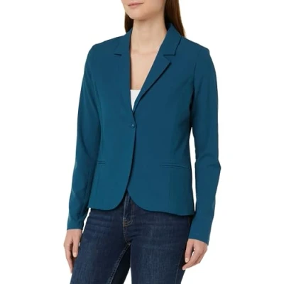 Abbildung von Kaffe Damen Einreiher Notch Revers Slim Fit Hüftlänge Blazer, blau, 44