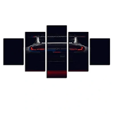 Abbildung von Annick Goutal 5 Bedienfeld Wandkunst Moderne BMW M4 Sportwagen Poster Print Leinwand Malerei Luxusfahrzeug Geschwindigkeit Bild Wohnzimmer Wohnkultur (10,75x150 cm(Holzrahmen))