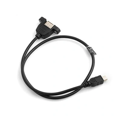 Abbildung von System S USB 2.0 Typ A Panel Mount Kabel Adapterkabel Mini Stecker zu Buchse mit Screw Nuts 50cm