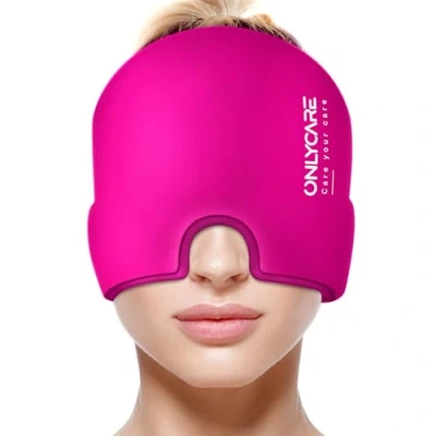 Abbildung von ONLYCARE Migräne Maske Mütze Relief Cap, Headache Hat Kühlmaske Kühlmütze Kopfschmerzen Kühlhaube Kappe Kühlpads Gel zur Linderung von