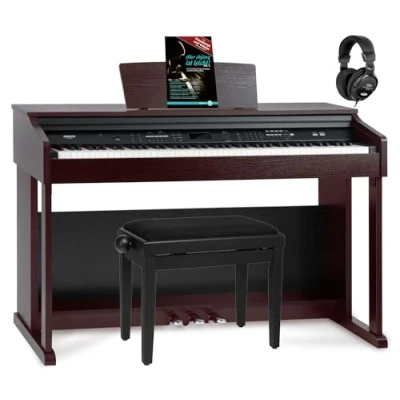 Abbildung von FunKey DP 2688A BM Digitalpiano Set 88 anschlagsdynamische Tasten Hammermechanik 128 fach polyphon 360 Sounds 160 Styles Spar inkl. Klavierbank, Kopfhörer &amp; Schule braun matt