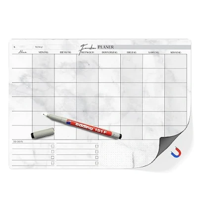 Abbildung von TOBJA Magnettafel A3 Familienplaner magnetisch +1 Stift quer, (Set), Wochenplaner abwischbar Kalender