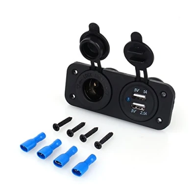 Abbildung von KFZ Ladegerät Stecksockel, Fydun Schnellladen Dual USB Adapter und Buchse 12 V Mit Staubschutzhülle für Kleine Mobile Geräte wie Mobiltelefone Tablets MP3s Usw