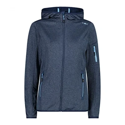 Abbildung von CMP Damen Knit Tech Jacke mit fester Kapuze, Blaues Feuerzeug, D34