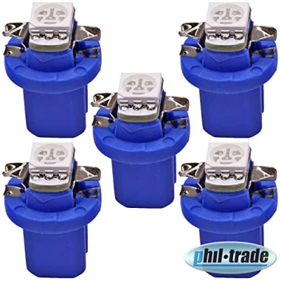 Abbildung von 5 x B8.5d Tacho Beleuchtung LED 5050 SMD BAX10D high Power Blau Umbauset Innenraum Innenraumbeleuchtung Instrumentenbeleuchtung Cockpit