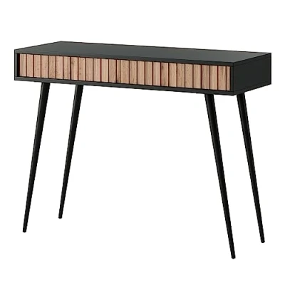 Abbildung von Selsey Schminktisch Makeup Tisch Frisiertisch Kosmetiktisch 104 cm Mit 2 Schubladen Bello Schwarz Wotaneiche Schwarze Beine