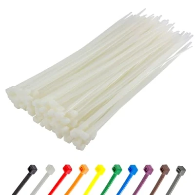 Abbildung von Gocableties Kabelbinder 100 Stück Weiß/Naturfarben Transparent, 200 mm x 7,6 mit 54,4 kg Zugfestigkeit, Zugfestigkeit kg, extra starkes, UV Beständig Set