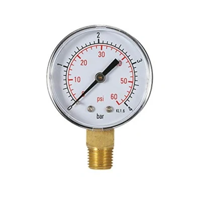 Abbildung von Wasser Manometer Pool 60PSI 1/4 &quot;NPT Bodenmontage, Zollrohrgewinde Dual Scale Mechanisches Niederdruckmanometer für Gas und (60psi / 4bar)