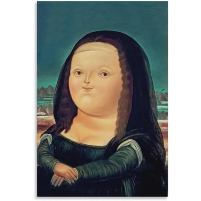Abbildung von LVTFCO Fette Mona Lisa von Fernando Botero Wandkunst Poster Drucke Retro Malerei Leinwand für Wohnkultur 30x45cm Kein Rahmen
