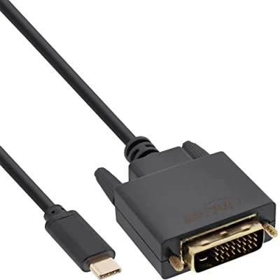 Abbildung von InLine 64132 USB Display Kabel, Typ C Stecker zu DVI (DP Alt Mode), schwarz, 2m