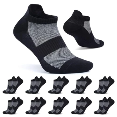 Abbildung von FALARY Kurze Socken Damen 39 42 Schwarz Sportsocken 10 Paar Sneaker Herren Baumwolle Atmungsaktive Laufsocken Unisex