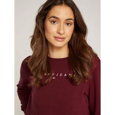 Abbildung von Tommy Jeans Linear CREW Sweatshirt, Damen, Größe: 40, Deep rouge
