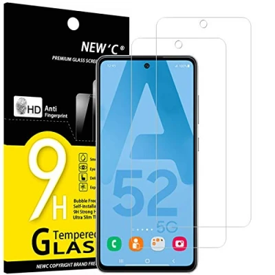 Abbildung von NEW&#039;C 2 Stück, Panzer Schutz Glas für Samsung Galaxy A52, A52 5G, A52S Frei von Kratzern, 9H Härte, HD Displayschutzfolie, 0.33mm Ultra klar, Ultrabeständig