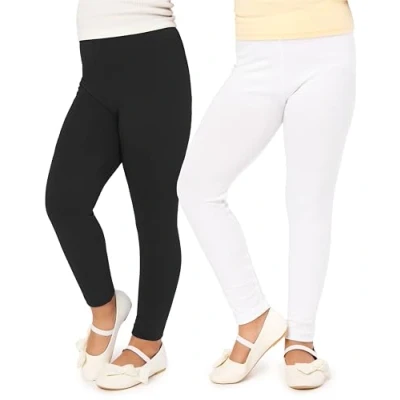 Abbildung von Merry Style Mädchen Lange Leggings aus Viskose 2 Pack MS10 130 (Schwarz/Weiß (2Pack), 116 cm)