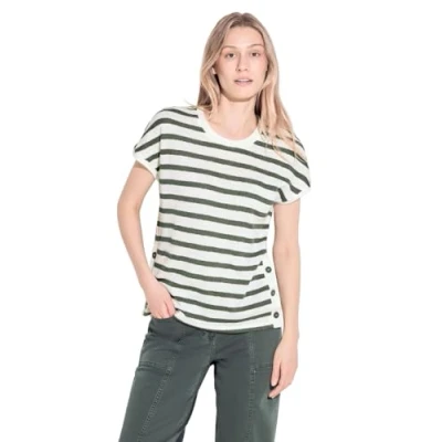 Abbildung von Cecil Gestreiftes Tshirt print, Damen, Größe: Medium, Weiß