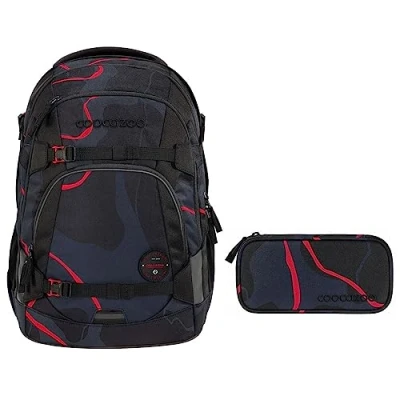 Abbildung von coocazoo Schulranzen Schulrucksack Set MATE Lava Lines 2 teilig (Rucksack, Mäppchen), ergonomisch, reflektiert, Körpergröße: 135 180 cm