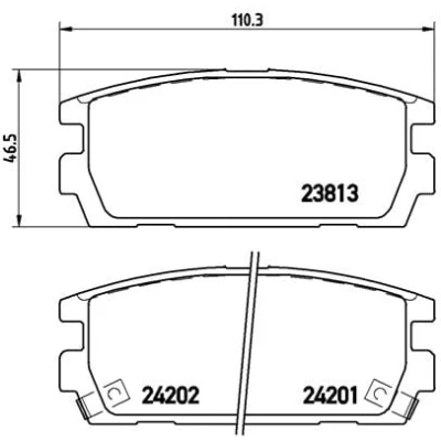 Abbildung von BREMBO P 30 021 Bremsbelagsatz mit akustischer Verschleißwarnung ohne Zubehör HYUNDAI: Terracan, Terracan Box Body / SUV