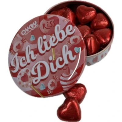 Abbildung von OYOY Ich liebe Dich Geschenkbox gefüllt mit ca. 200g roten Schokoherzen I Geschenkset Schokolade ideal für Valentinstag oder Jahrestag Geschenk