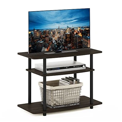 Abbildung von Furinno TV Schrank mit 3 Ebenen, Dunkelbraun/Schwarz, 40.13 x 59.18 cm