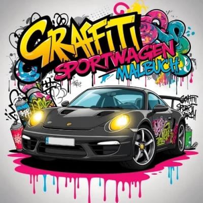 Abbildung von Graffiti Sportwagen Malbuch: 50 kreative Street Art Autodesigns für Kinder, Teenager und Erwachsene ab 8 Jahren Ideal Entspannung Spaß