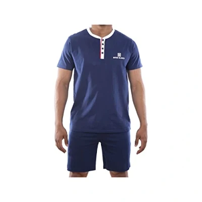 Abbildung von Serge Blanco Herren Pyjama SER/1/ENC Pyjamaset, Bleu, XL