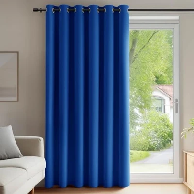 Abbildung von Deconovo Verdunkelungsvorhang Ösen Gardinen Schlafzimmer Ösenvorhang Blickdicht Dicke Thermogardine Kälteschutz Thermo Wärmeisolierend Raumtrenner, 280x200 cm(HöhexBreite), Königsblau, 1 Stück