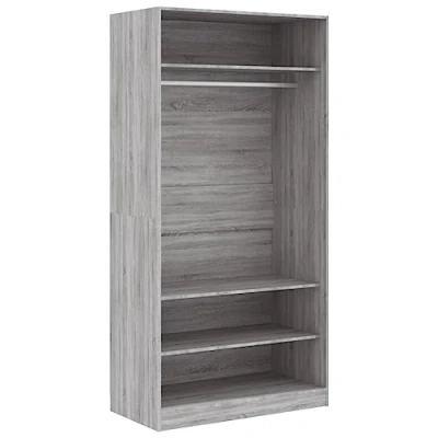 Abbildung von vidaXL Kleiderschrank, Garderobenschrank mit 4 Fächern, Schrank Kleiderstange, offener Schlafzimmerschrank, Grau Sonoma Holzwerkstoff