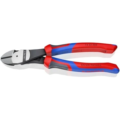 Abbildung von Knipex 74 22 200, Diagonale Zange, Stoßfest, Dielektrisch, Chrom Vanadium Stahl, Kunststoff, Blau, Rot, 200 mm