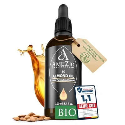 Abbildung von Mandelöl Bio Kaltgepresst I für Haare, Gesicht, Körper, Haut baby 100% rein und nachhaltig Natürlich Kosmetik Hautpflege Vegan Tierversuchsfrei 100 ml