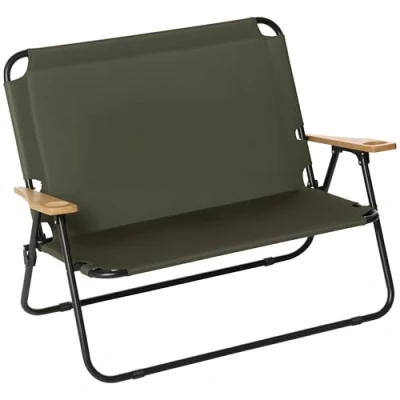 Abbildung von Campingstuhl 2 Sitzer klappbar tragbar Gartenstuhl Regiestuhl Klappstuhl mit Getränkehalter für Outd