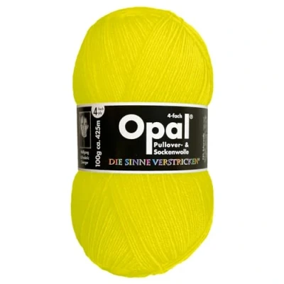 Abbildung von Frida&#039;s Wollhaus Opal 100 g Uni 4 fach Sockengarn Strümpfe Stricken filzfrei Wolle 35 Farben (2012 Neon Gelb)
