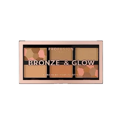 Abbildung von Profusion Cosmetics Bronze and Glow, 6 Farbtöne Bronzer Palette für faszinierenden Look, erzielen Sie natürlichen Glanz mit lang anhaltendem und voller Deckkraft Bronzer, ideal sonnengeküsste
