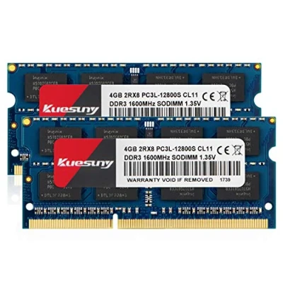 Abbildung von Kuesuny 8GB Kit (2X4GB) DDR3L/DDR3 1600 MHz Sodimm RAM PC3L/PC3 12800S 12800 1,35 V/1,5 V CL11 204 Pin 2RX8 Dual Rank Nicht ECC ungepufferter Speicher