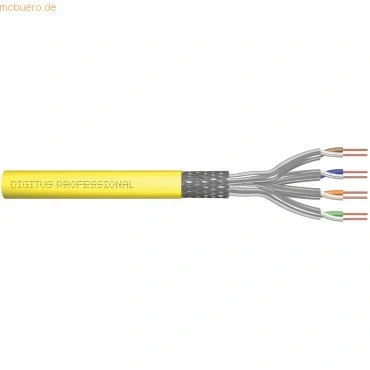 Abbildung von DIGITUS 1000 m Cat 7A Netzwerkkabel S FTP (PiMF) Simplex BauPVO Dca LSZH Halogenfrei 1500 MHz Kupfer AWG 23/1 PoE+ Kompatibel LAN Kabel Verlegekabel Ethernet Gelb