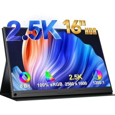 Abbildung von UPERFECT Portable Monitor 2.5K 16 Zoll, Tragbarer QHD 2560 * 1600 IPS Mobiler mit Protective Case HDMI Type C für Laptop, PC, Phone, PS4, VESA Kompatibel