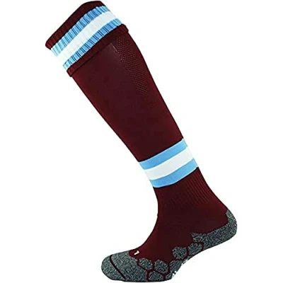Abbildung von Mitre Division Tech Fußballsocken für Erwachsene, lange Sportsocken, leicht, atmungsaktives Netzgewebe, Gelb/Himmelblau/Weiß, Senior (40 47)