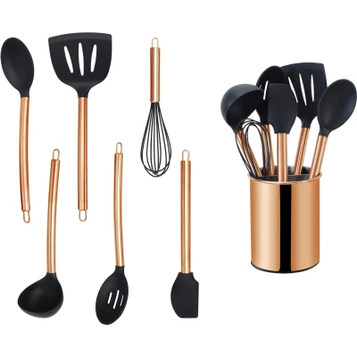 Abbildung von ECHTWERK Küchenorganizer Set, (Set, 7 tlg.), Kochbesteck mit Edelstahlgriff, Antihaft Silikon, Utensilienhalter