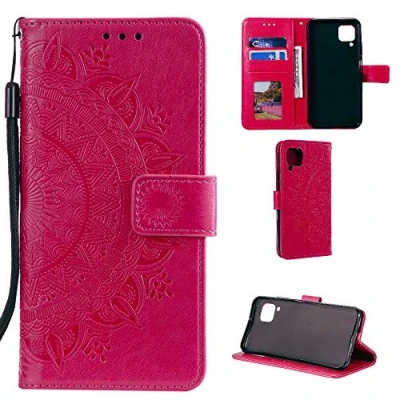 Abbildung von CoverKingz Klapphülle kompatibel mit Huawei P40 Lite Schutzhülle Kartenfach zum aufklappen Klapphandyhülle Case klappbar Motiv Mandala Pink