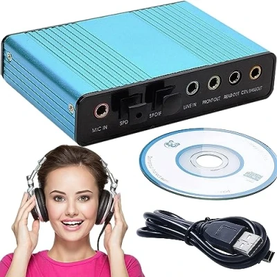 Abbildung von Retoo Soundkarte extern 7.1 Surround Sound, Stereo Audio Adapter Lautstärkeregelung, Anschluss für Kopfhörer, Mikrofon, Mikrofonstummschaltung PC