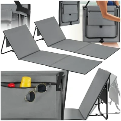 Abbildung von tectake Gartenliege 2er Set Strandmatte, Kombiset, 2 St., 2er, stufenlos verstellbare Rückenlehne