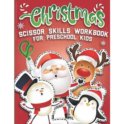 Abbildung von Christmas Scissor Skills Workbook for Preschool Kids: Coloring Cut &amp; Paste Gift