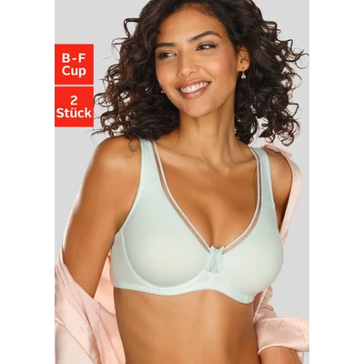 Abbildung von petite fleur Minimizer BH (Packung, 2 Stück) aus Baumwolle mit nahtlosen Cups, Basic Dessous