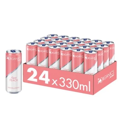 Abbildung von Organics Fizzy Peach by Red Bull 330ml 24er Palette Dosen Bio Getränk Pfirsich Geschmack 100% natürliche Zutaten, EINWEG (24 x 330 ml)