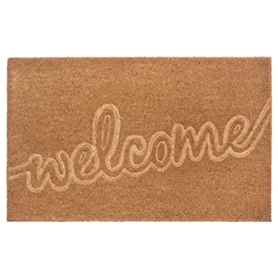 Abbildung von Hanse Home Kokos Fußmatte für Innen 45x75cm Fussmatte Kokosmatte Schmutzfangmatte Welcome Design, rutschfest Eingangsbereich &amp; überdachten Außenbereich Natur