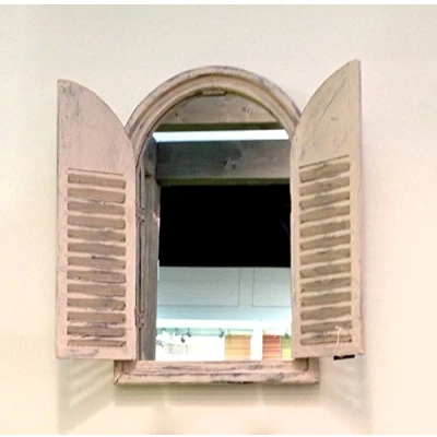 Abbildung von Antikas Spiegel indischer Stil, Spiegelfenster Gäste WC, Fenster als Holzrahmen