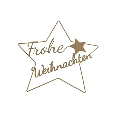 Abbildung von Deko Stern Frohe Weihnachten Gold Metall 38x35 5 cm