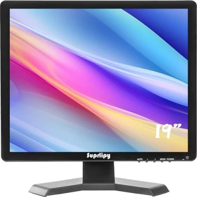 Abbildung von Suprlipy 48,3 cm (19 Zoll) TFT LCD Sicherheits CCTV Monitor, 1280 x 1024, 4:3 Farbbildschirm, HDMI, VGA, AV, BNC, Eingang mit Fernbedienung, eingebaute Lautsprecher für Überwachungskamera