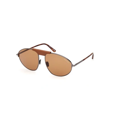 Abbildung von Tom Ford KEN Sonnenbrille, Herren, Größe: 60, Shiny gunmetal/brown