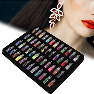 Abbildung von 48 Flaschen Flash Pailletten Pulver, DIY Schmuck Epoxy Formenbau Dekoration Epoxidharz Werkzeuge Shiny Füllmaterial Maniküre Make Up Schmuckherstellung