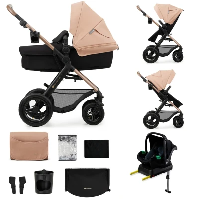 Abbildung von Kinderkraft MOOV2 AIR Kinderwagen 4 in 1 Kinderwagenset bis 26 kg mit Kindersitz I SIZE 40 75 cm, Buggy Funktion, Liegeposition verstellbar, Große ausziehbare Verdeck, Aufblasbare Räder, Beige
